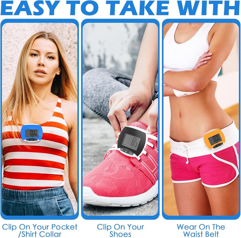 Copkim 9 Pcs Simple Pedometers Bulk for Walking Steps and Miles Walking Step Counters with Calories Burned Portable Clip Step Tracker for Seniors Man Women Jogging Hiking Running - Image 4